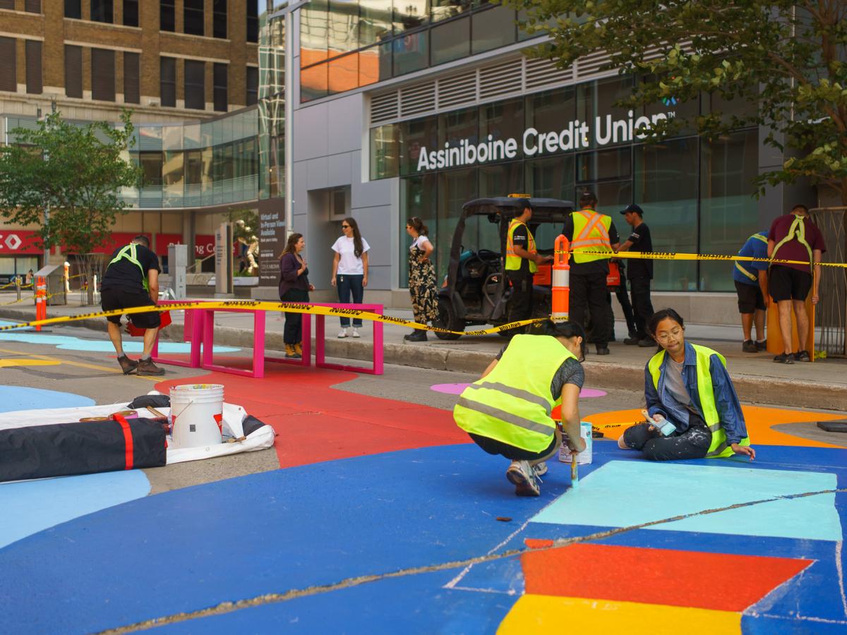Volunteers painting